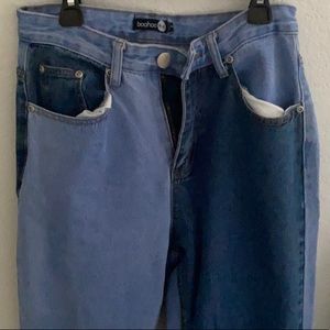Boohoo mom jeans with color blocking